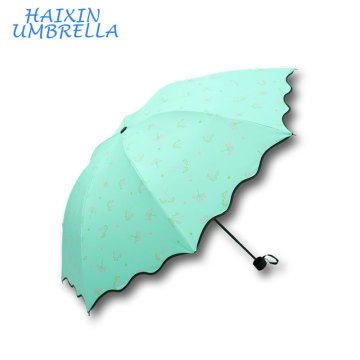 Stock Sales Modern Fashionable Flower Printing Customize Quality Women Promotional Up Down 3 Folding Umbrella with Logo Prints